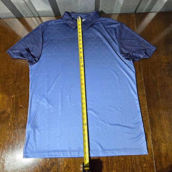 PGA Tour Mens XL Pro Series Blue Performance Polo Shirt Soft Golf Fade Geo Print - Picture 7 of 10